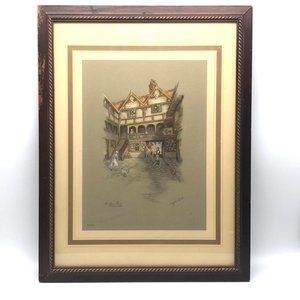 Vintage The New Inn Gloucester England Clyde Cole 1940s Framed Print Wall Art